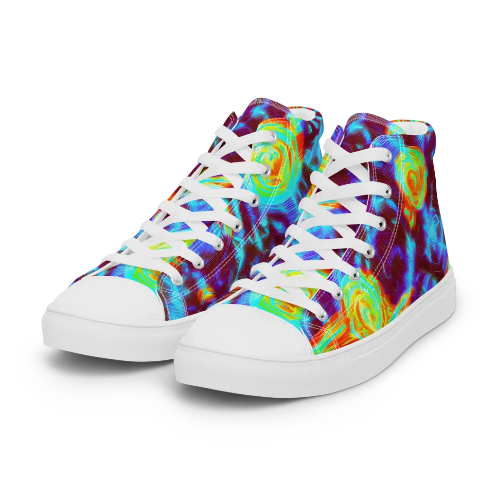 Cyan Fever on Women's High Top Canvas Shoes — Left Front