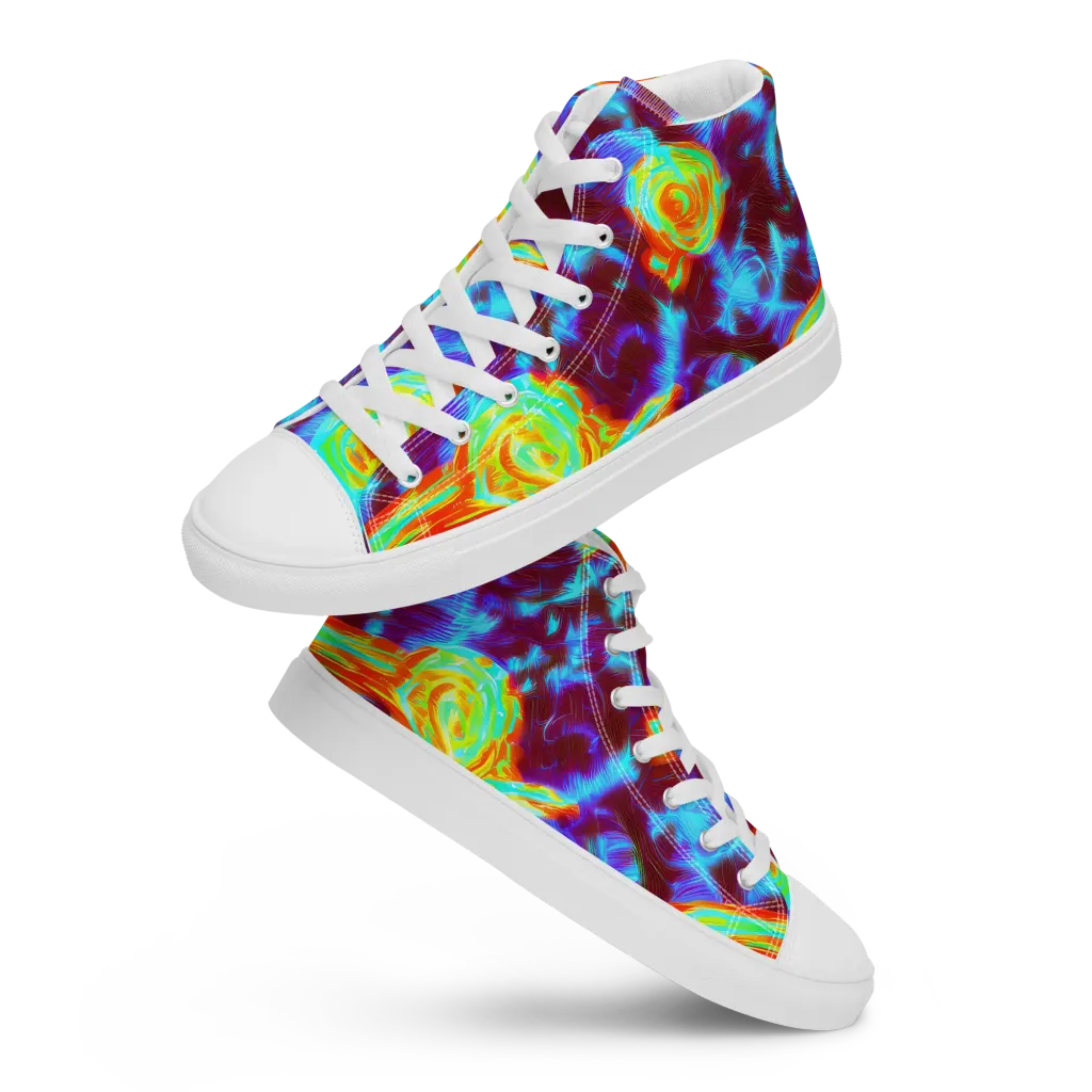 Cyan Fever on Women's High Top Canvas Shoes — Front