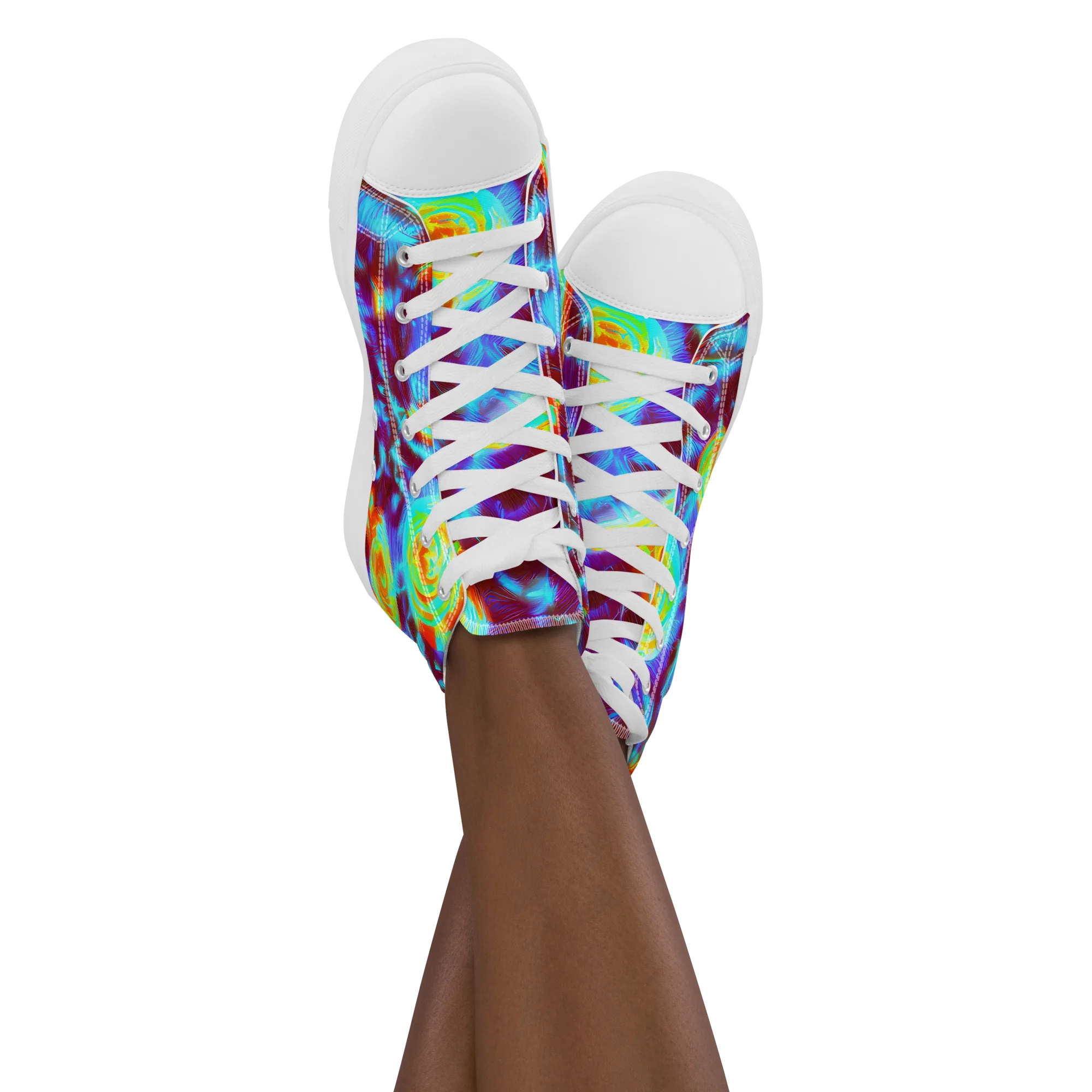 Cyan Fever on Women's High Top Canvas Shoes — Front