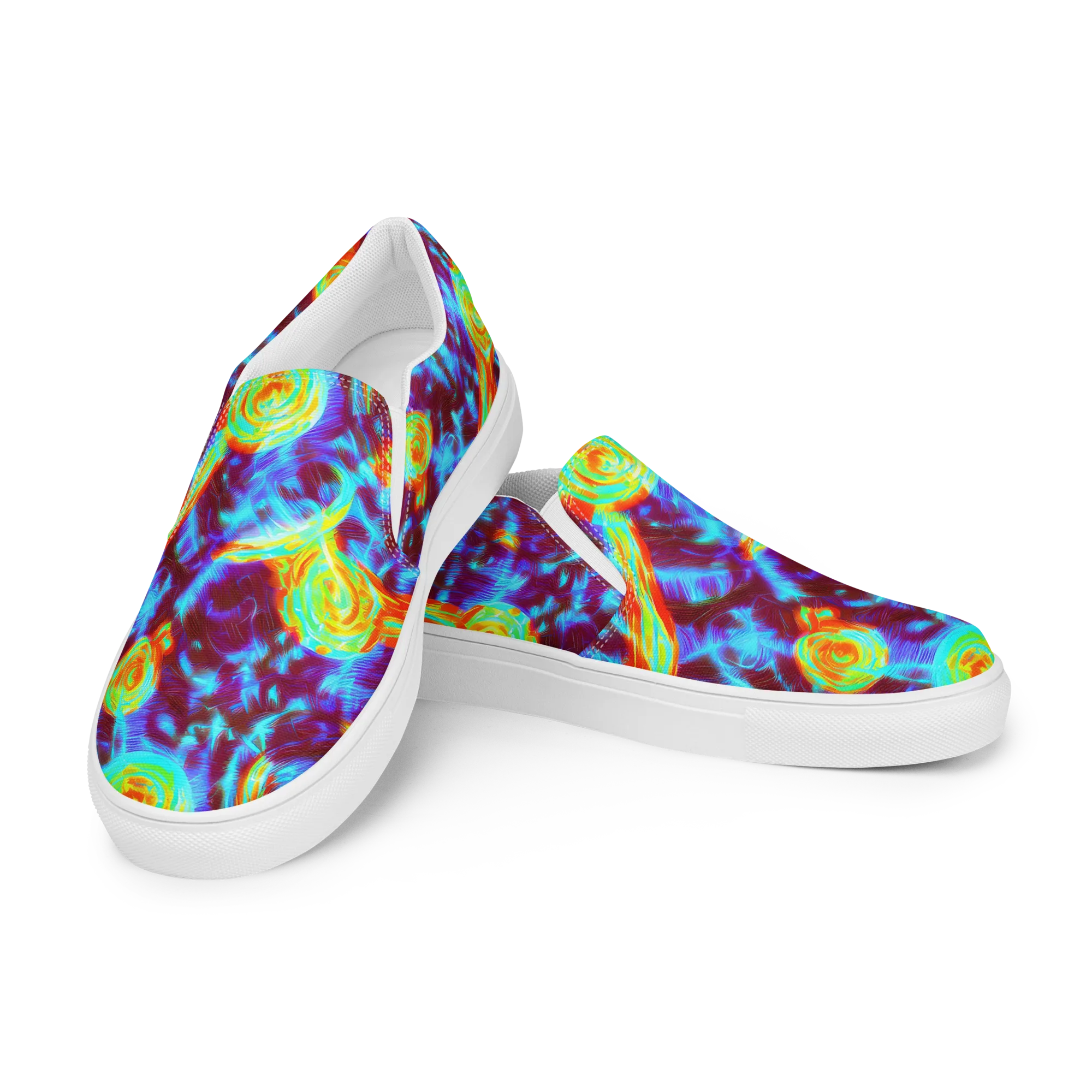 Cyan Fever on Men's Slip-On Canvas Shoes — Left Front