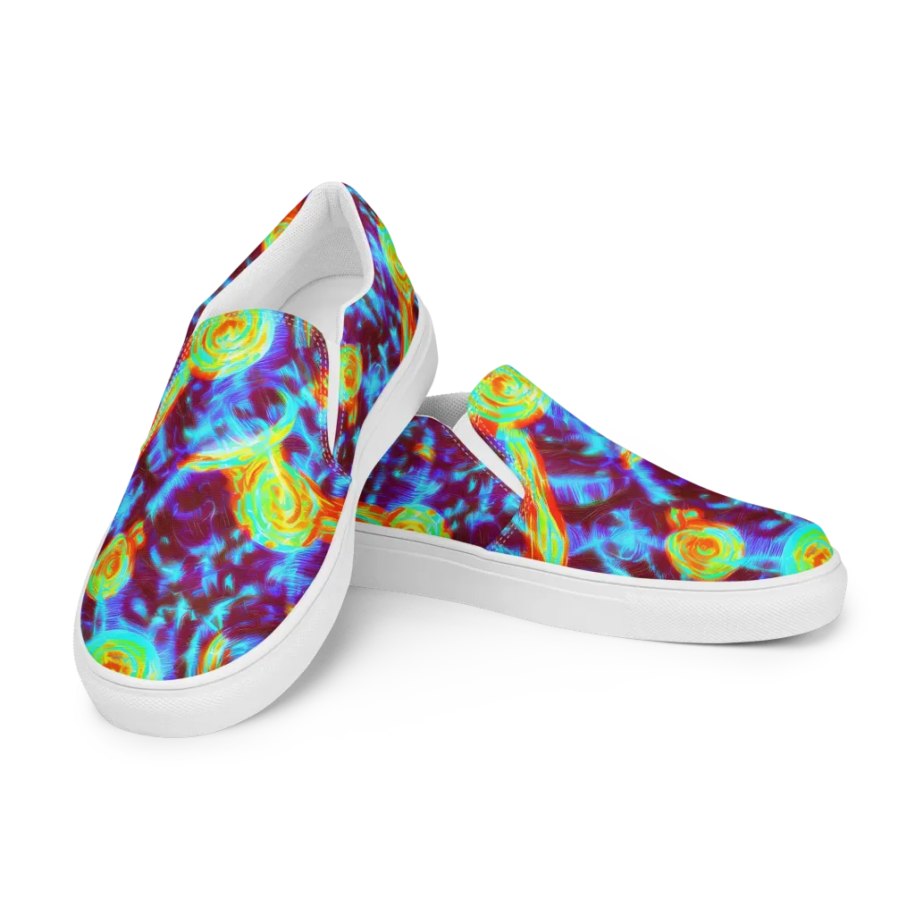 Cyan Fever on Men's Slip-On Canvas Shoes — Left Front