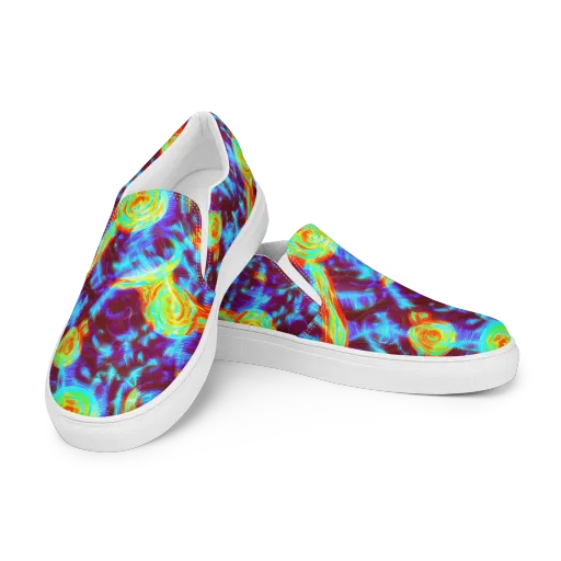 Cyan Fever on a Men's Slip-On Canvas Shoes