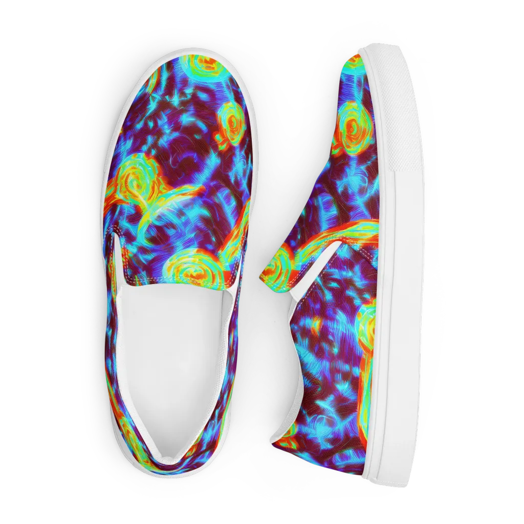 Cyan Fever on Men's Slip-On Canvas Shoes — Front