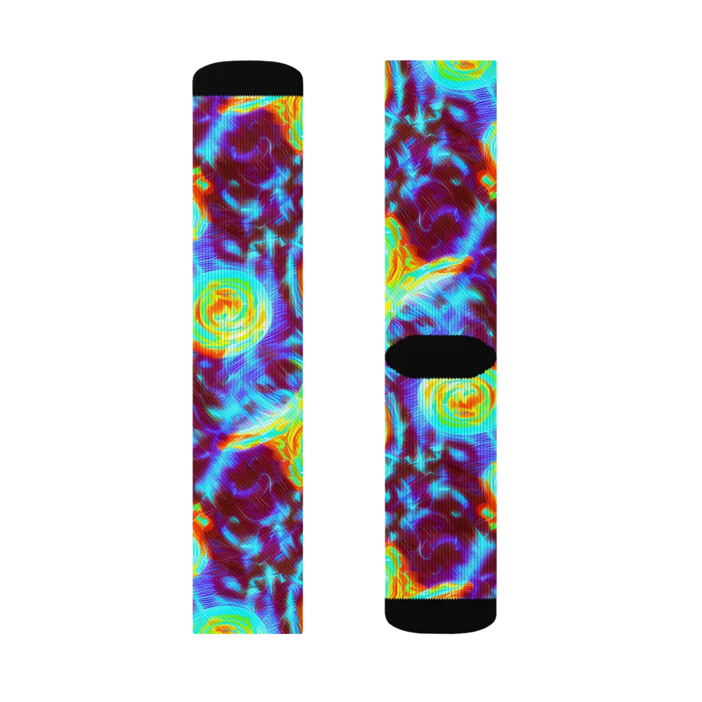 Cyan Fever on Socks — Left Sock