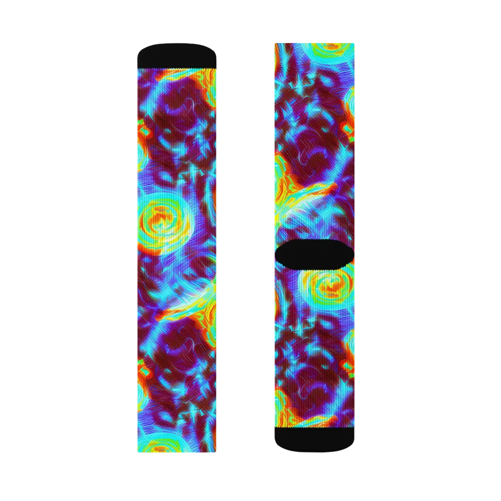 Cyan Fever on Socks — Right Sock