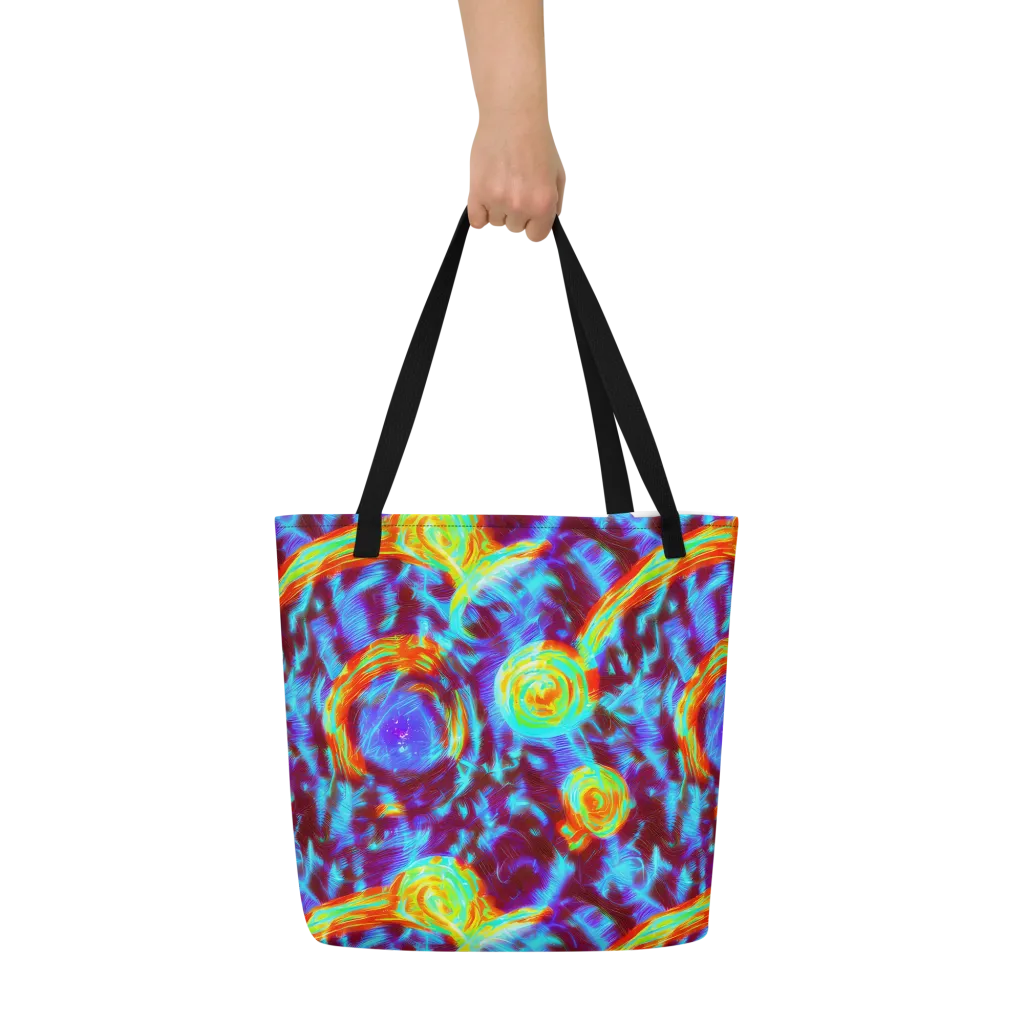 Cyan Fever on Large Tote Bag W/ Pocket — Front