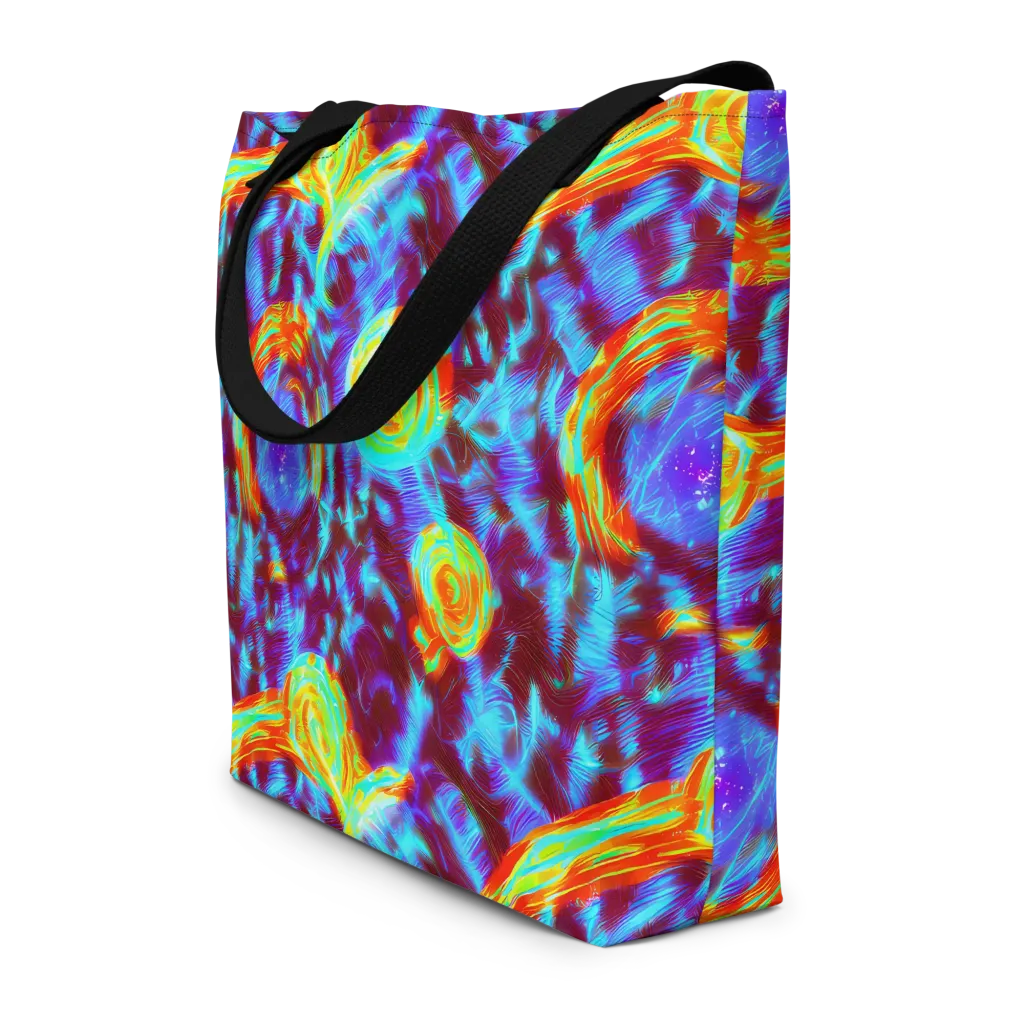 Cyan Fever on Large Tote Bag W/ Pocket — Front