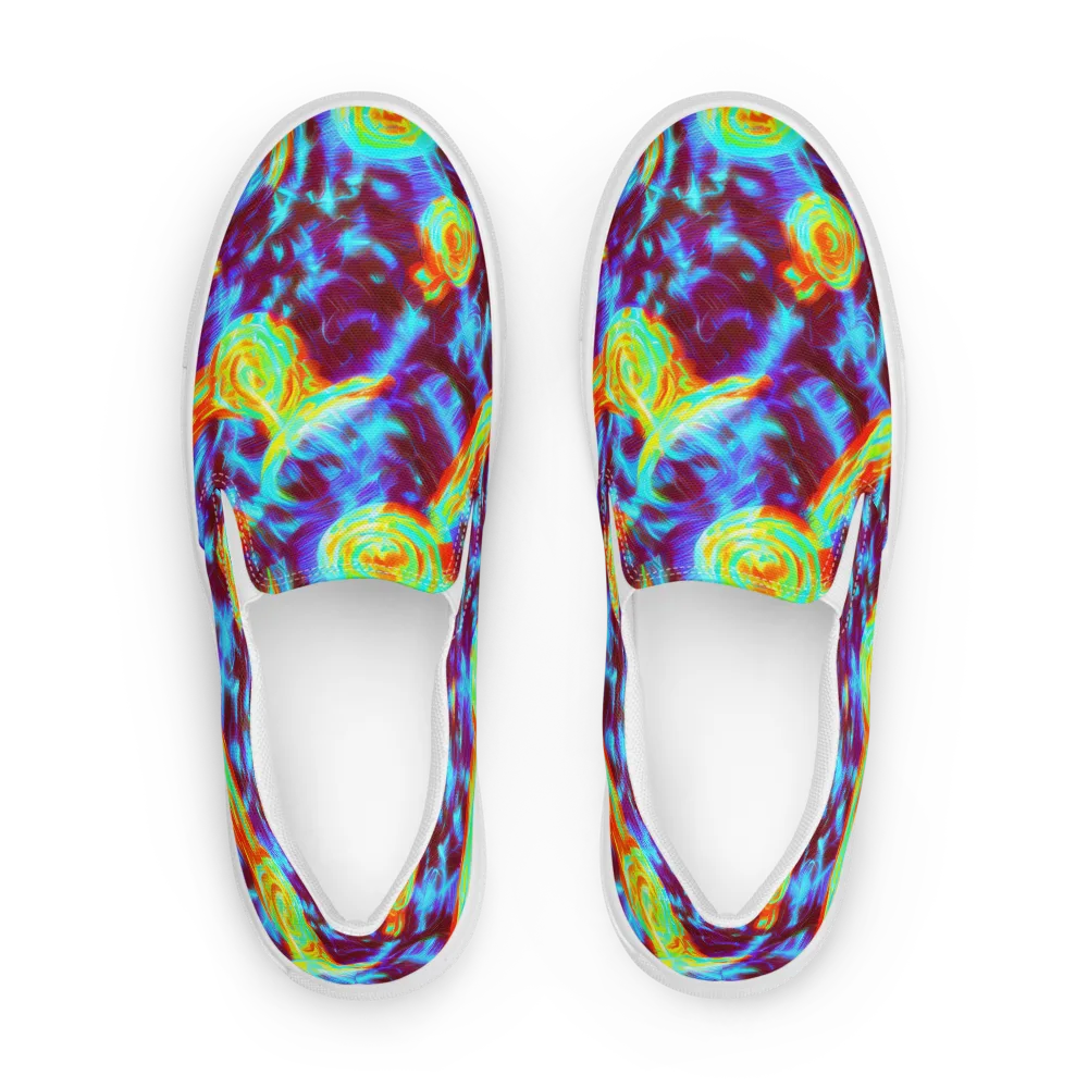 Cyan Fever on Women's Slip-On Canvas Shoes — Front