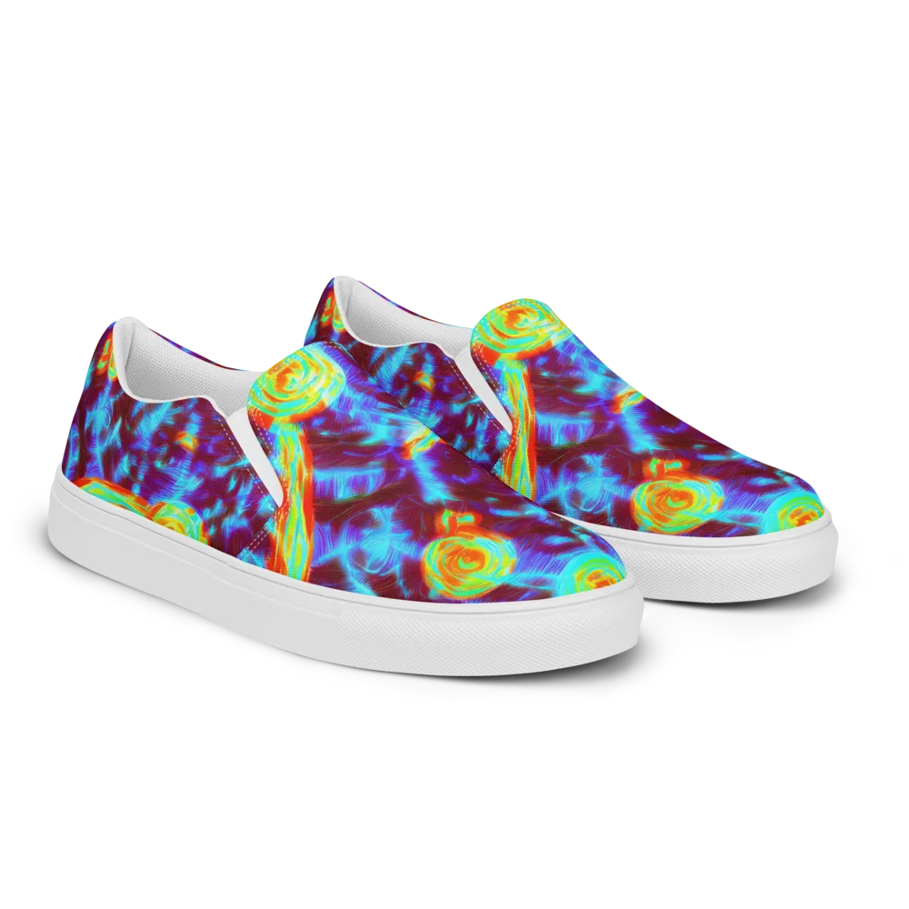 Cyan Fever on Women's Slip-On Canvas Shoes — Right Front