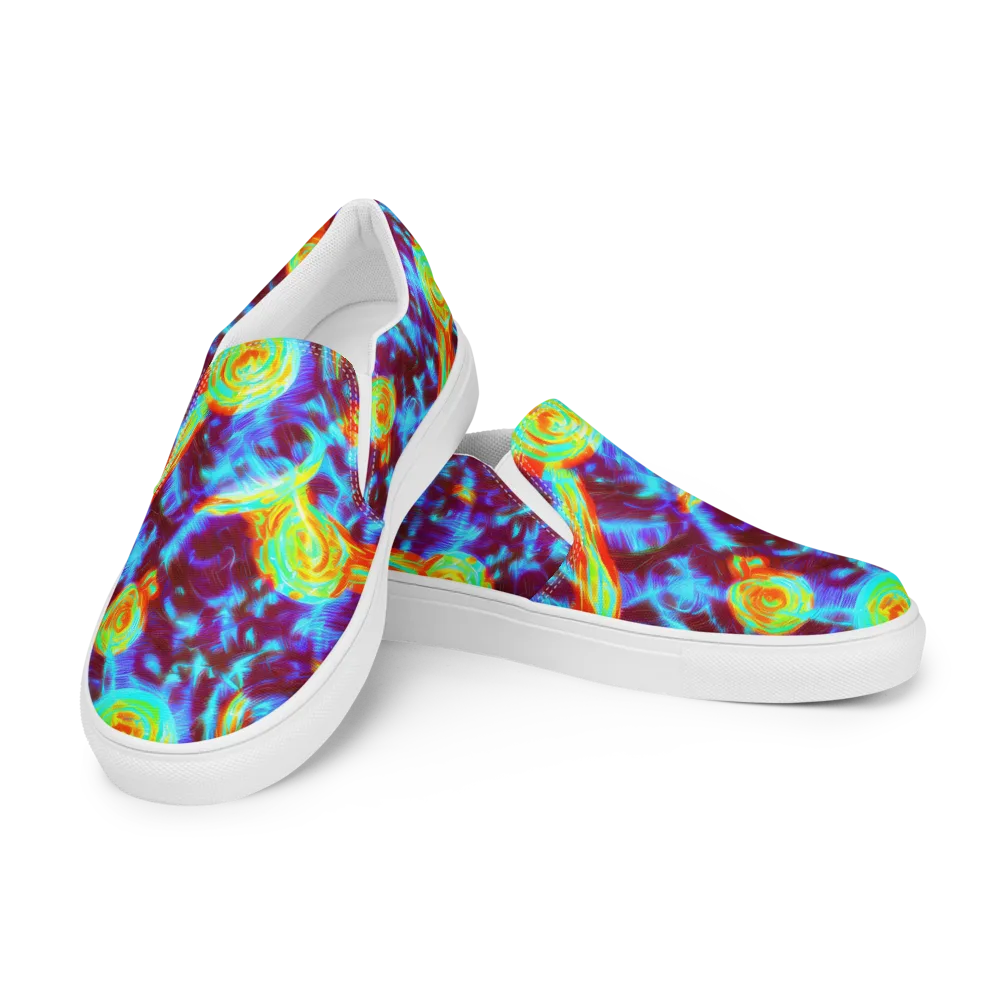 Cyan Fever on Women's Slip-On Canvas Shoes — Left Front