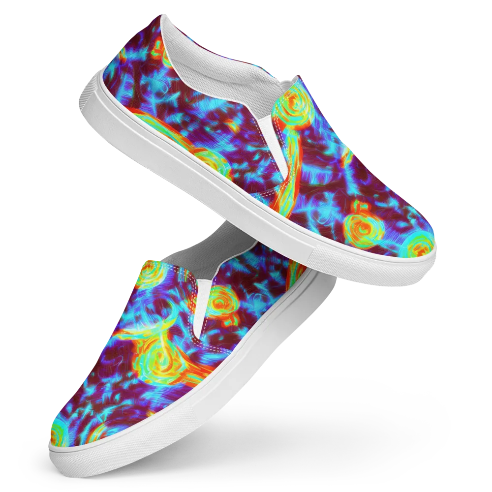 Cyan Fever on Women's Slip-On Canvas Shoes — Front