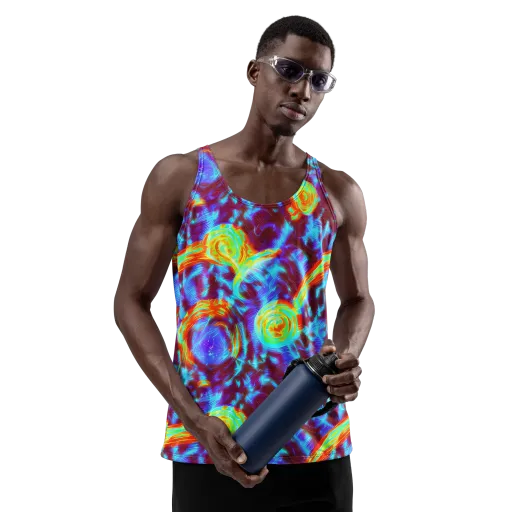 Cyan Fever on a Men's Tank Top