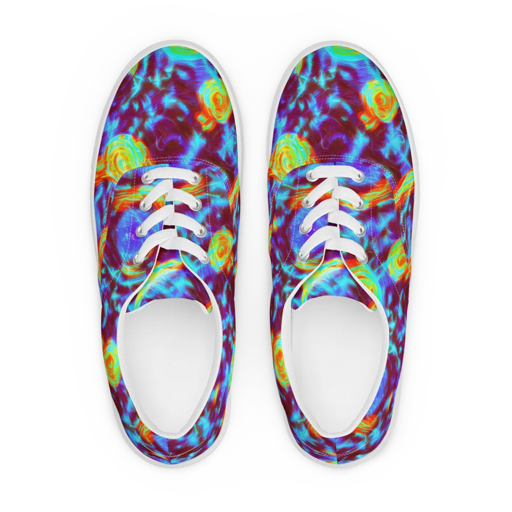 Cyan Fever on Men's Lace-Up Canvas Shoes — Front