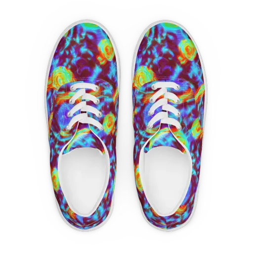 Cyan Fever on a Men's Lace-Up Canvas Shoes