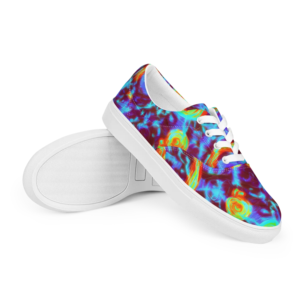 Cyan Fever on Men's Lace-Up Canvas Shoes — Right Front