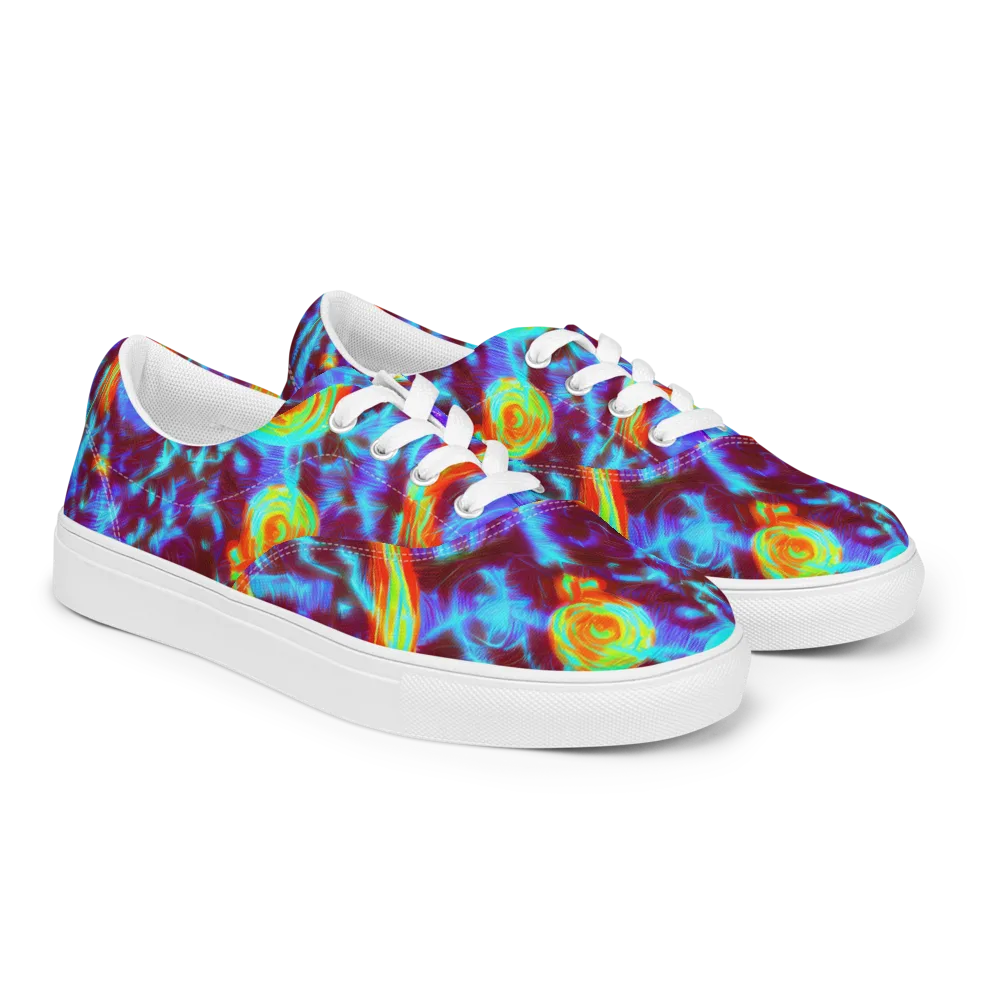 Cyan Fever on Men's Lace-Up Canvas Shoes — Right Front