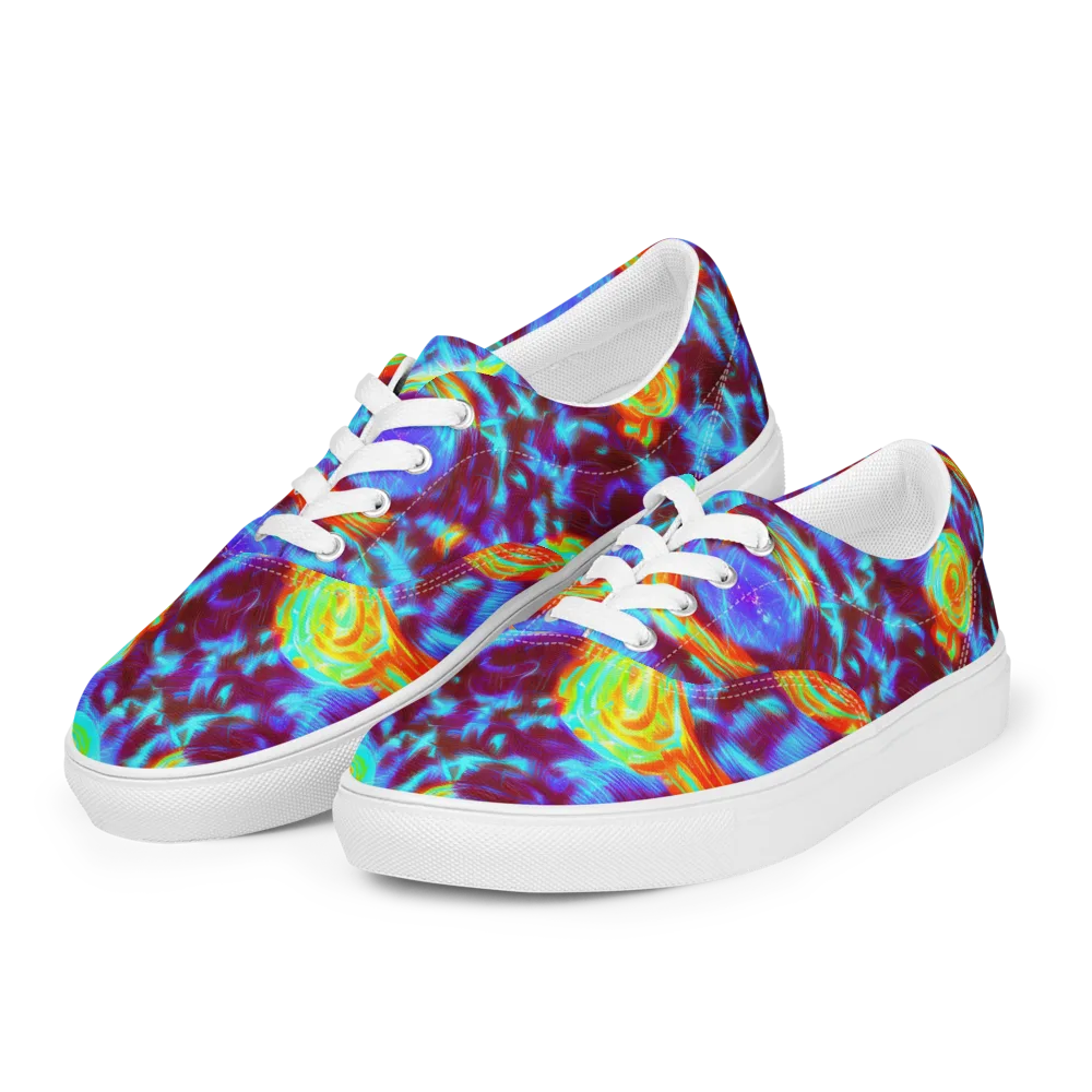 Cyan Fever on Men's Lace-Up Canvas Shoes — Left Front