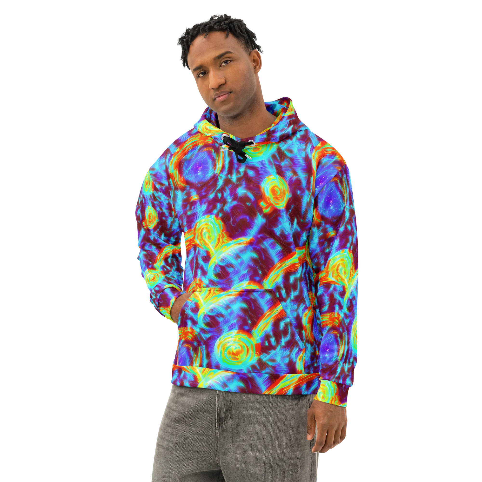 Cyan Fever on Cotton Hoodie — Left Front