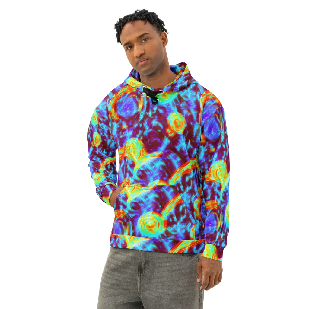 Cyan Fever on Cotton Hoodie — Left Front