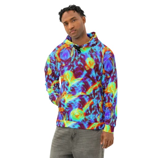 Cyan Fever on a Cotton Hoodie