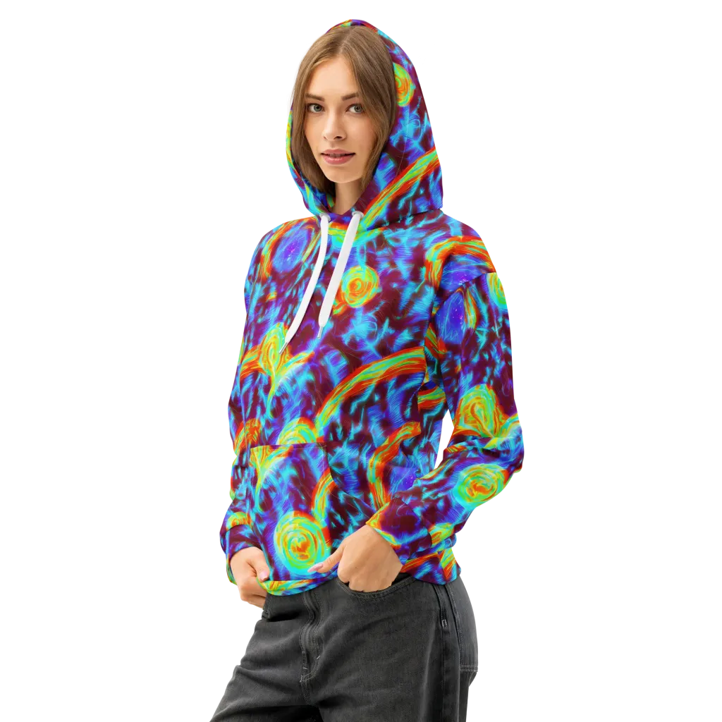 Cyan Fever on Cotton Hoodie — Left Front