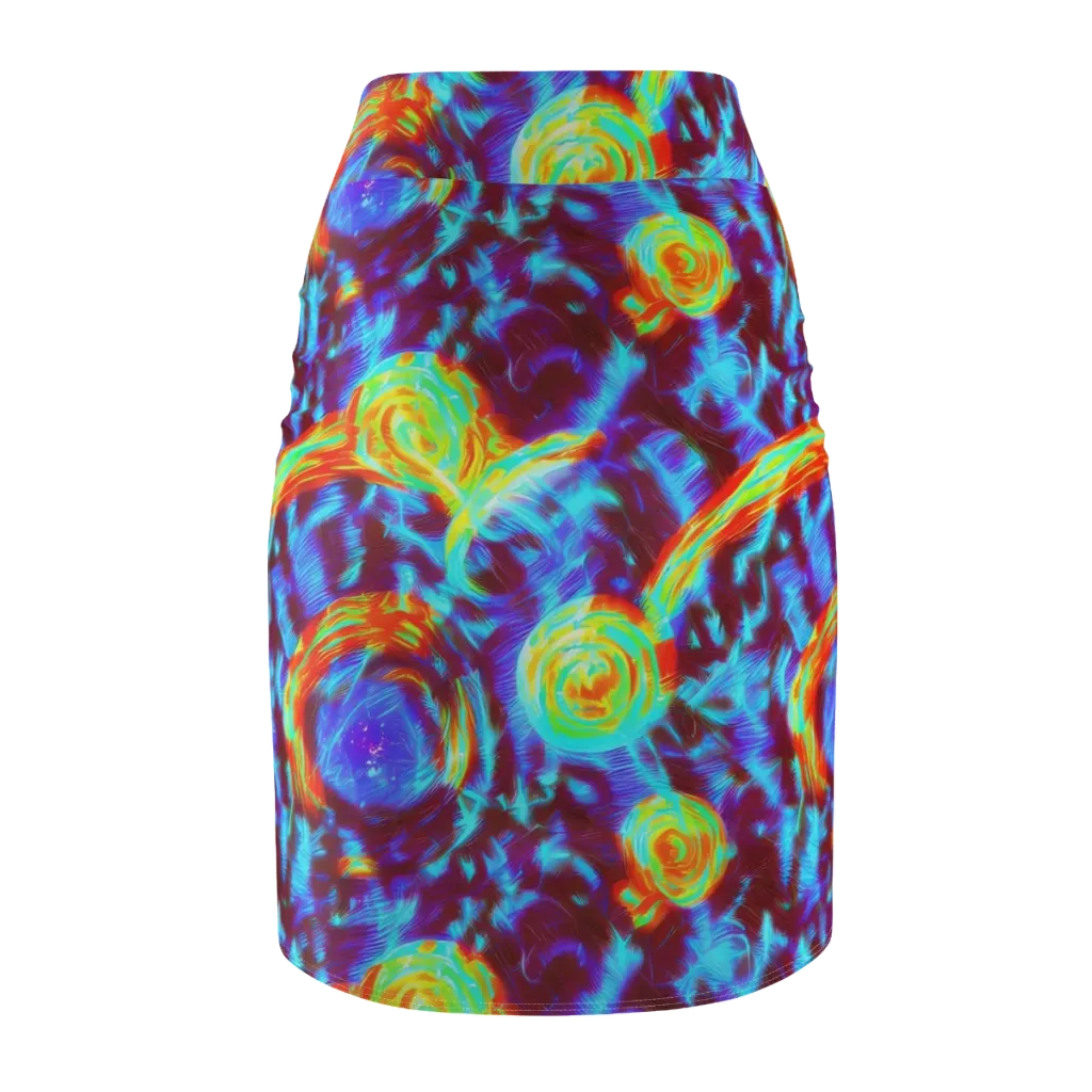 Cyan Fever on Pencil Skirt — Back