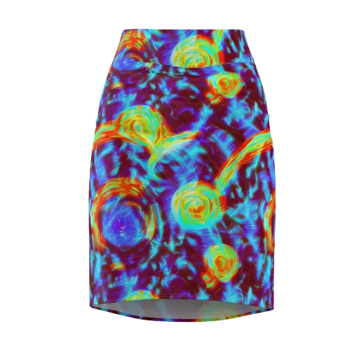 Cyan Fever on a Pencil Skirt