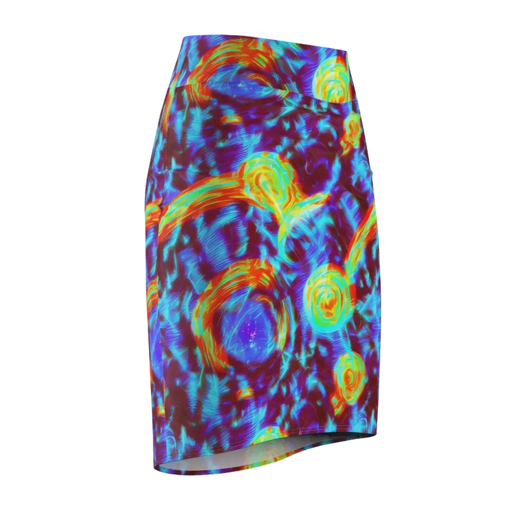 Cyan Fever on Pencil Skirt — Front Side