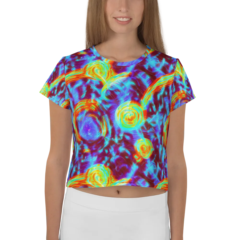 Cyan Fever on Crop Tee — Front