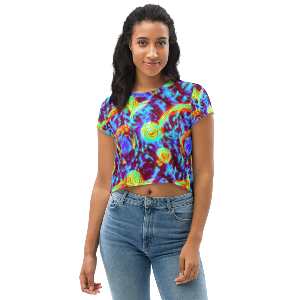 Cyan Fever on Crop Tee — Front