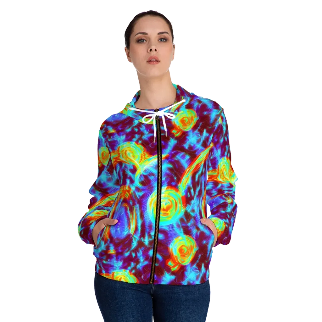 Cyan Fever on Women's Full-Zip Hoodie — Front On Person