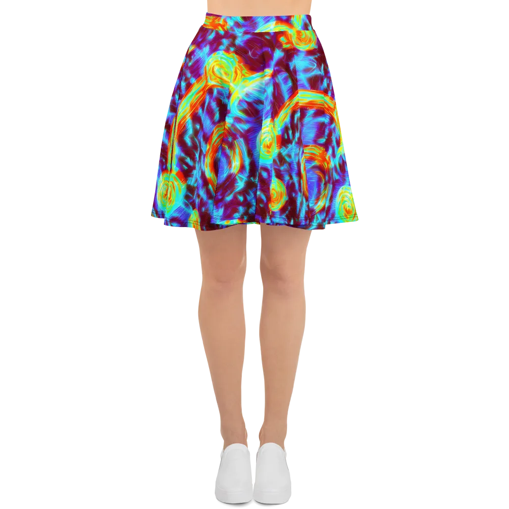 Cyan Fever on Skater Skirt — Front