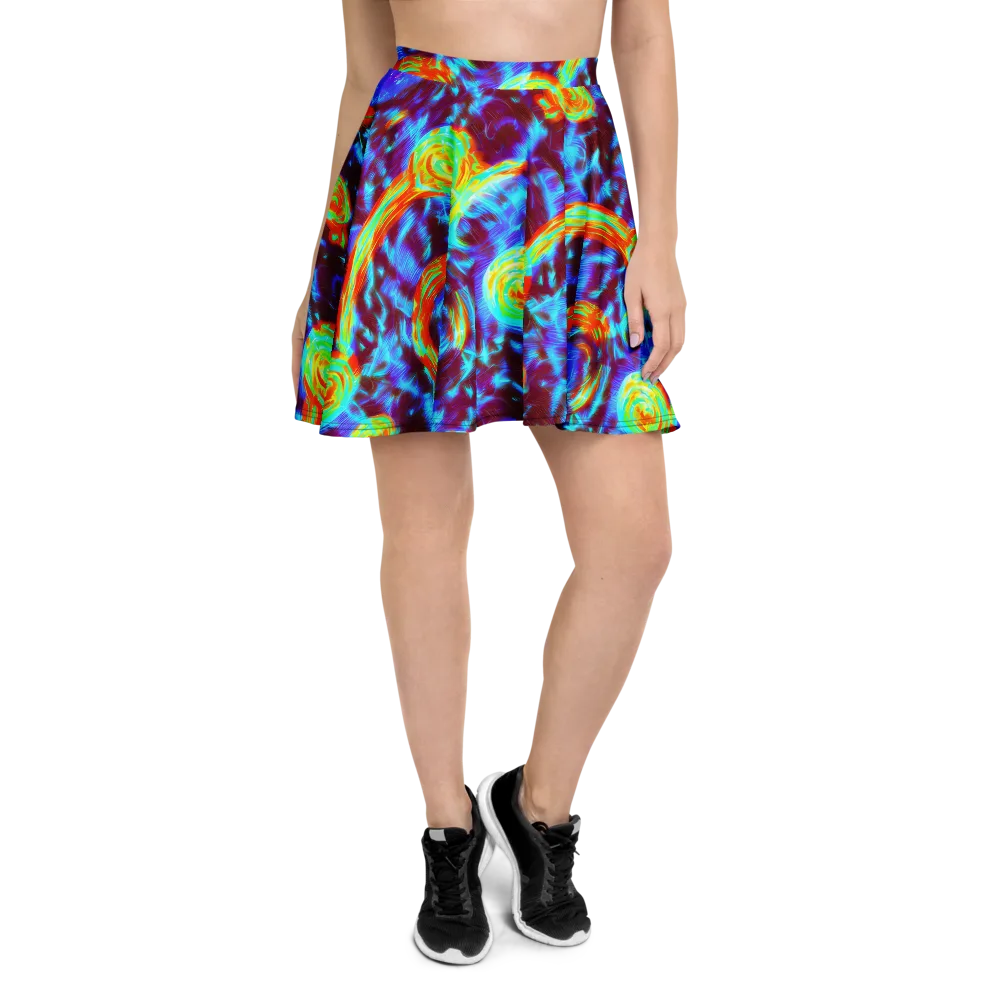 Cyan Fever on Skater Skirt — Front
