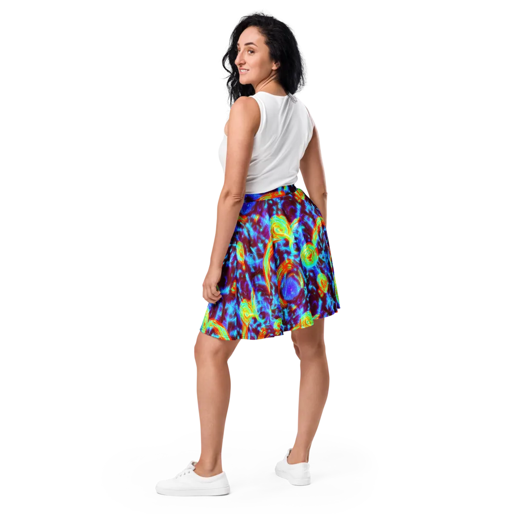 Cyan Fever on Skater Skirt — Back