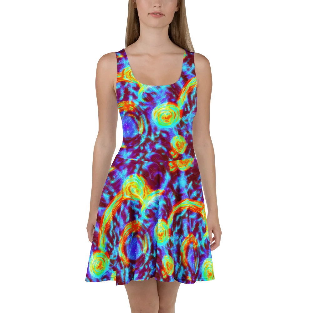 Cyan Fever on Skater Dress — Front