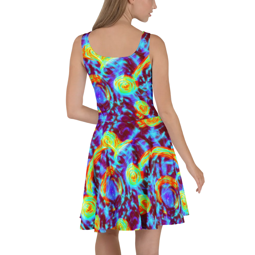 Cyan Fever on Skater Dress — Back
