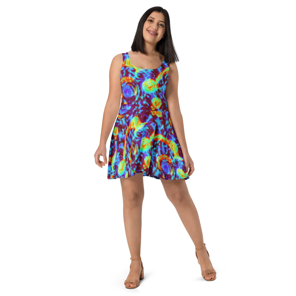 Cyan Fever on Skater Dress — Front