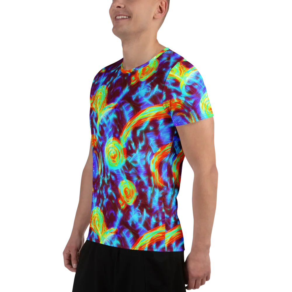 Cyan Fever on Men's Athletic T-Shirt — Left