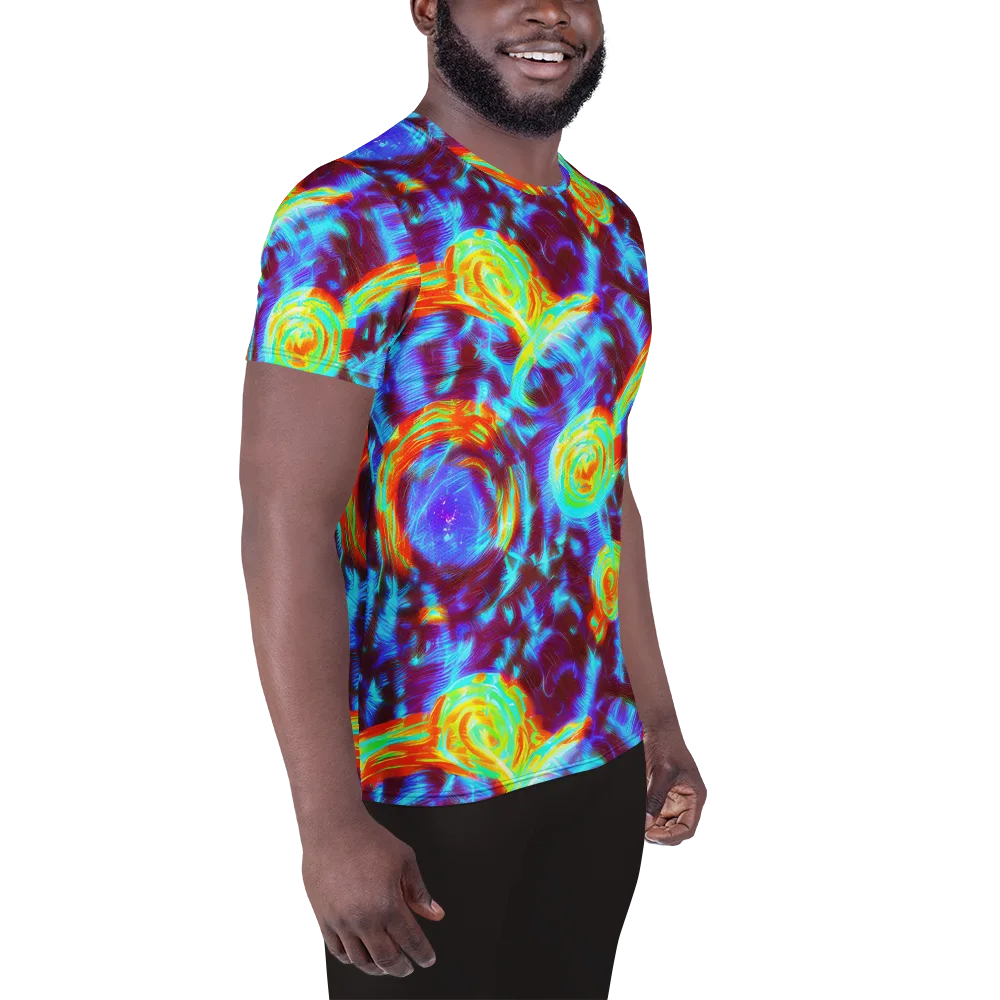 Cyan Fever on Men's Athletic T-Shirt — Right