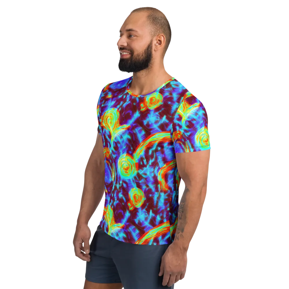 Cyan Fever on Men's Athletic T-Shirt — Left