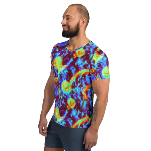 Cyan Fever on a Men's Athletic T-Shirt