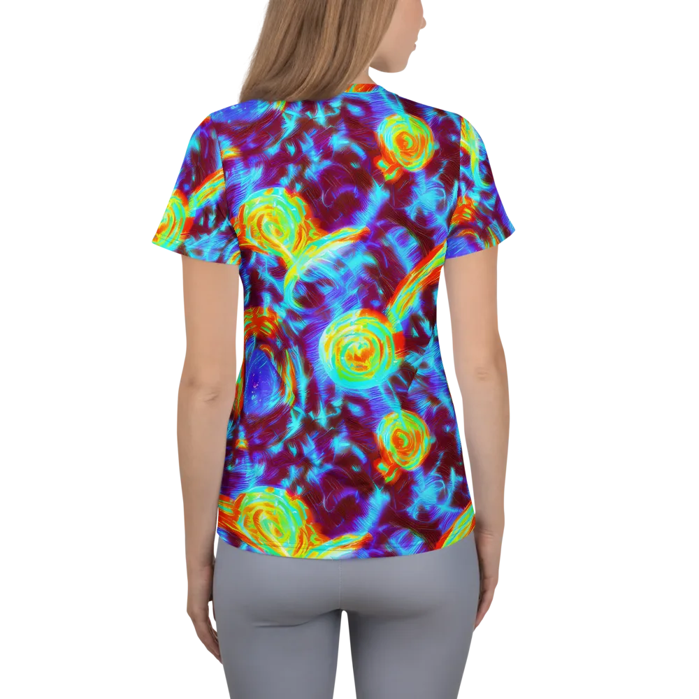 Cyan Fever on Women's Athletic T-Shirt — Back