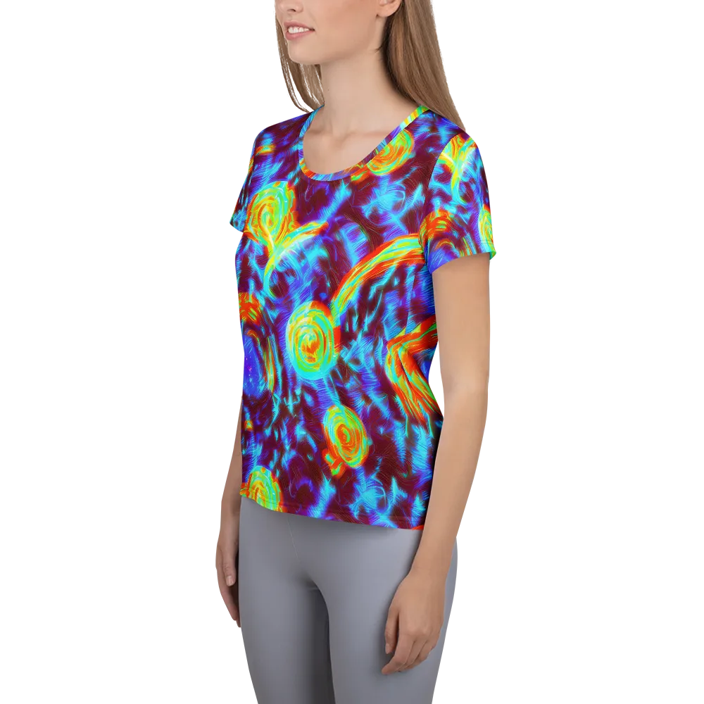 Cyan Fever on Women's Athletic T-Shirt — Left