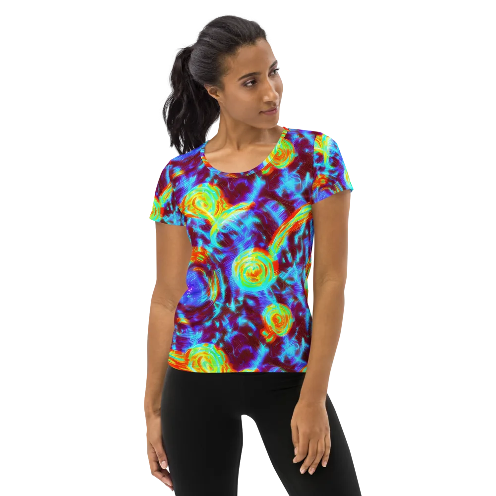 Cyan Fever on Women's Athletic T-Shirt — Front