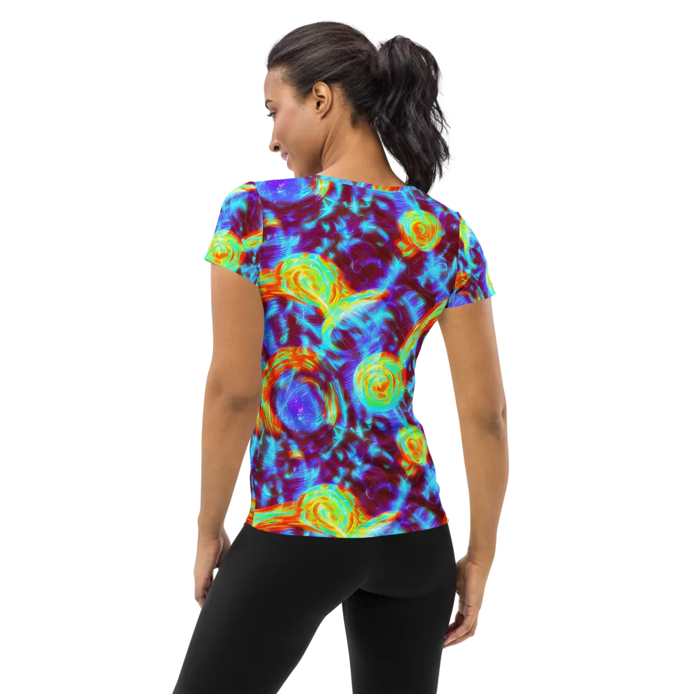 Cyan Fever on Women's Athletic T-Shirt — Back