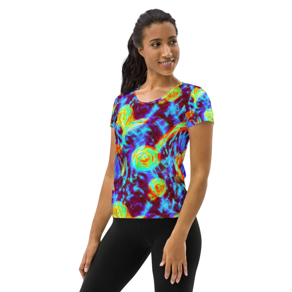 Cyan Fever on Women's Athletic T-Shirt — Left