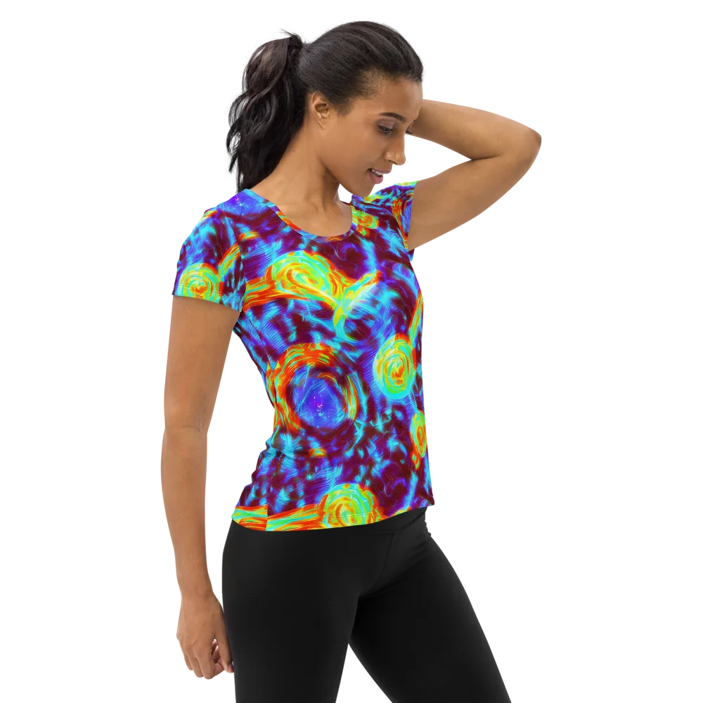 Cyan Fever on Women's Athletic T-Shirt — Right