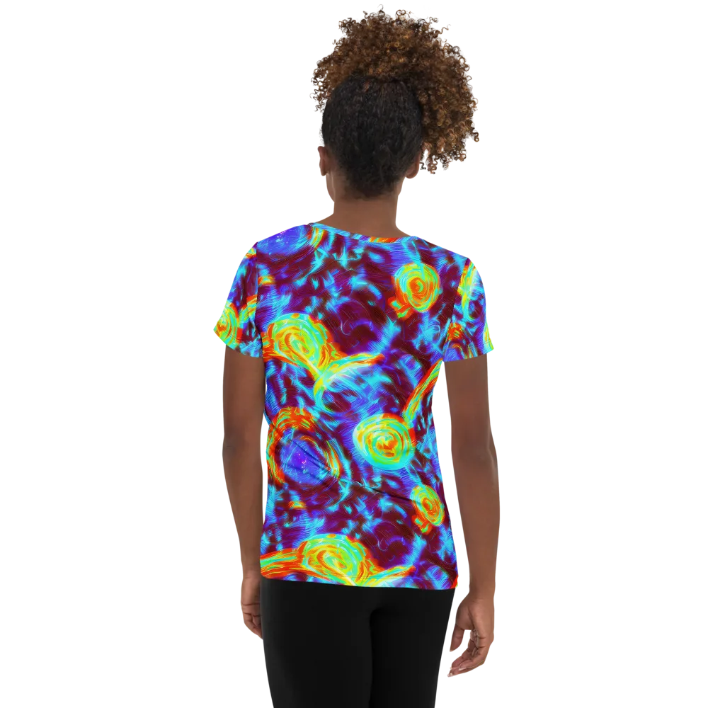 Cyan Fever on Women's Athletic T-Shirt — Back
