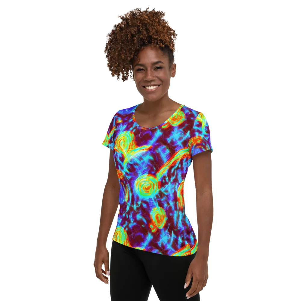 Cyan Fever on Women's Athletic T-Shirt — Left