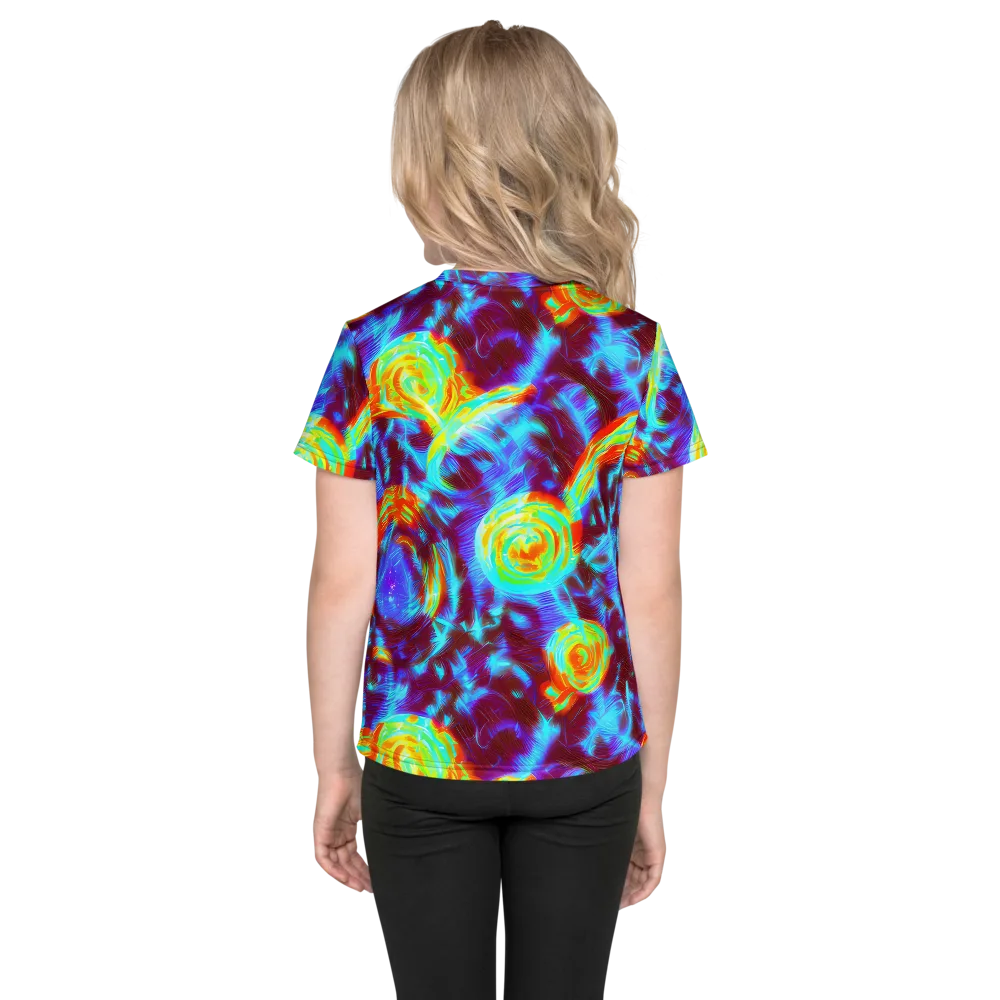 Cyan Fever on Kids Crew Neck T-Shirt — Back